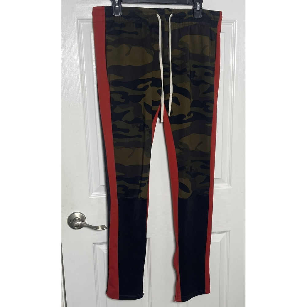 Argonaut Pants Camo Cargo Athletic Joggers Men's 2XL Red Stripe Zip Ankle